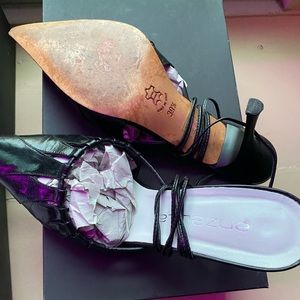 Point toe wrap around ankle heels